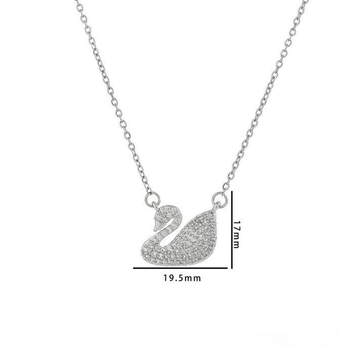 Wholesale Titanium Steel White Swan Zircon Necklace Three-piece Set JDC-NE-DiNai002
