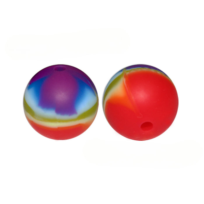 Wholesale 50pcs Rainbow Mixed Color Leopard Print Series Silicone Balls JDC-BDS-HongZhou018