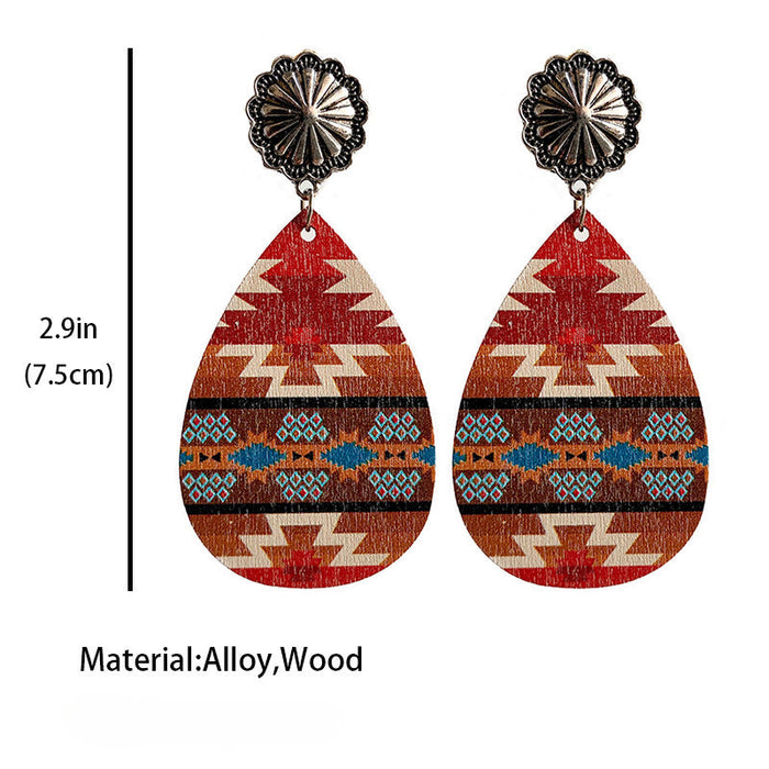Wholesale 2pairs/pack Aztec Wood Wooden Earrings JDC-ES-HeYi069