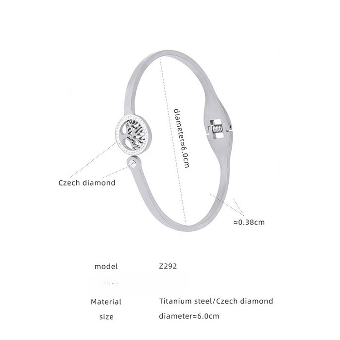 Wholesale Natural Stone Mother-of-Pearl Inlaid Round Titanium Steel Bracelet JDC-BT-MiLi002
