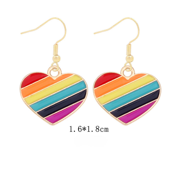 Wholesale 5pcs Rainbow Festival Love Zinc Alloy Valentine's Day Earrings JDC-ES-BingLi001