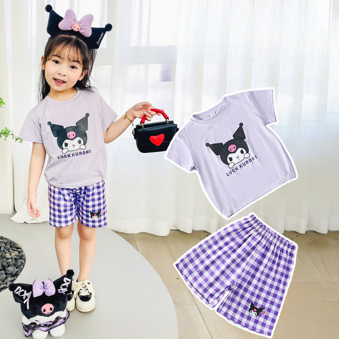 Wholesale Summer New Children's Suits Cute Cartoon Fashionable and Stylish Baby Girl Small Children's Trendy Two-piece Suits JDC-CTS-QNE002