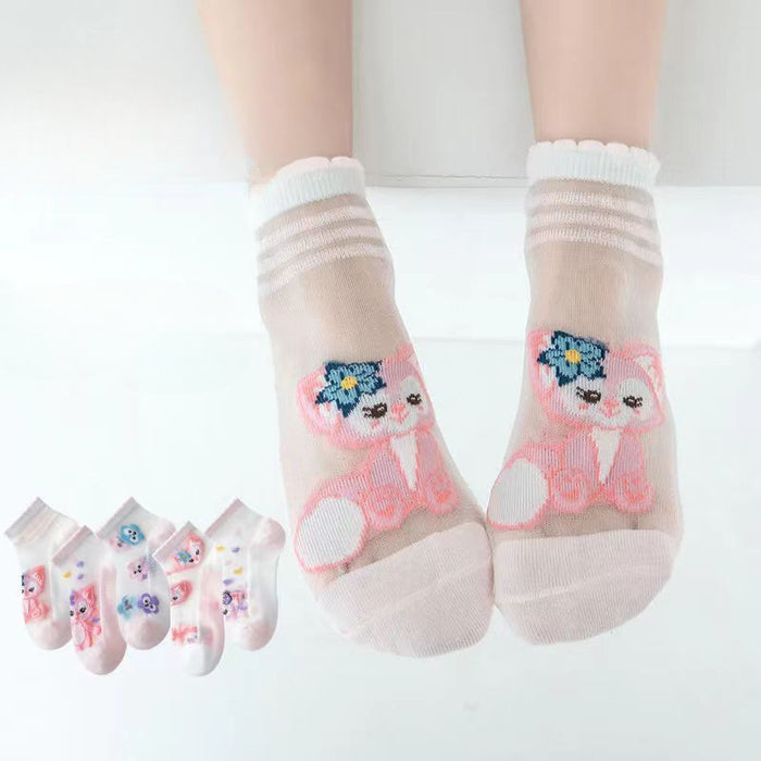 Wholesale Set of 5 Pairs for Summer Children's Cartoon Thin Breathable Cotton Socks JDC-SK-Pingt006