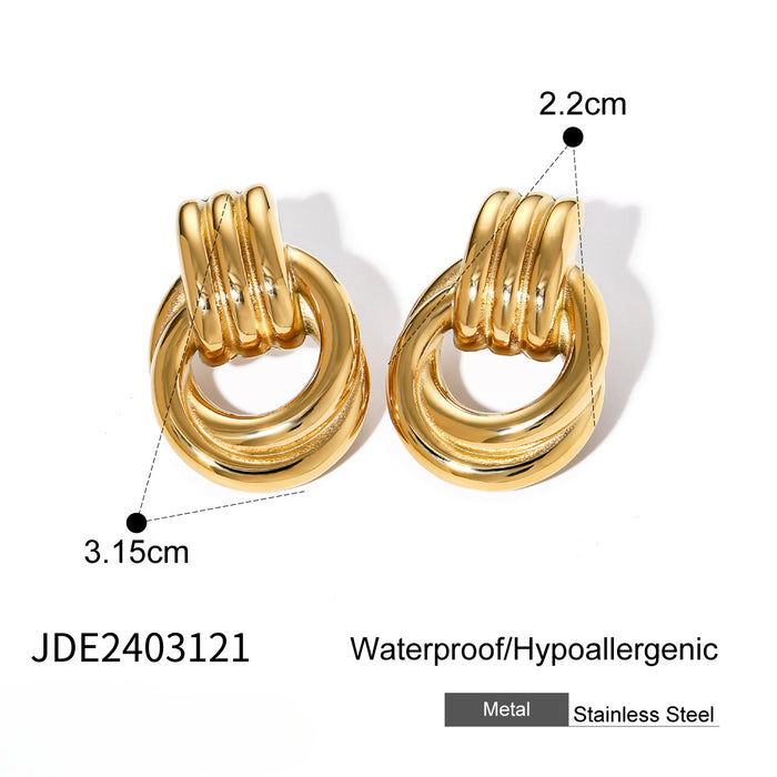 Wholesale Gold and Silver Color Matching Stainless Steel Thread Winding Earrings JDC-ES-JD354