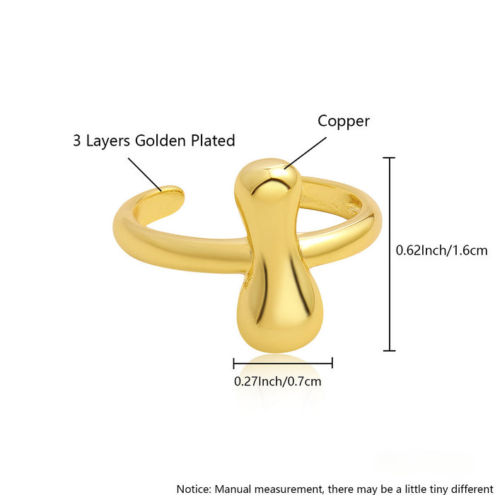 Wholesale Copper Gold Plated 26 English Letters Open Ring JDC-RS-BaiTian005