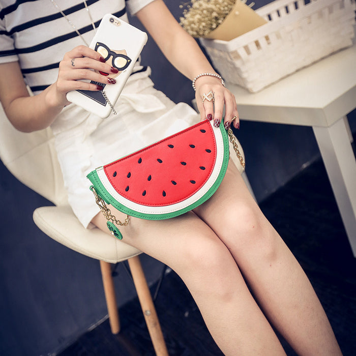 Wholesale Chic Watermelon-Shaped PU Crossbody Bag Small Oval Shoulder Bag for Resale