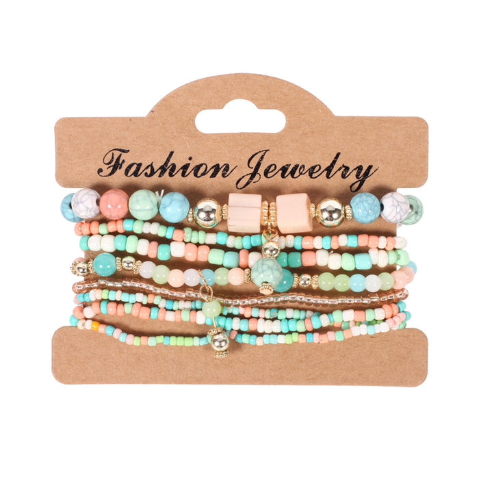 Wholesale 8 Pieces/set Bohemian Rice Bead Bracelet JDC-BT-Xiny065