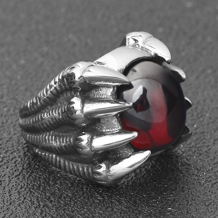 Wholesale Punk  Ghost Claw Fashion Personalized Round Gem Men' s Titanium Steel Ring