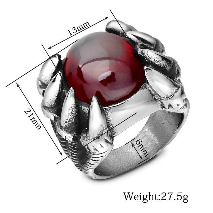 Wholesale Punk  Ghost Claw Fashion Personalized Round Gem Men' s Titanium Steel Ring