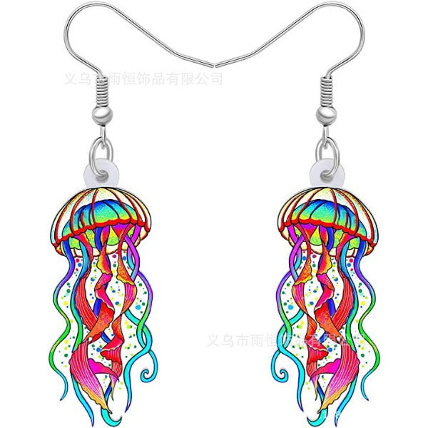 Wholesale Acrylic Cute Girl Cartoon Jellyfish Pendant Earrings JDC-ES-Yuhen007