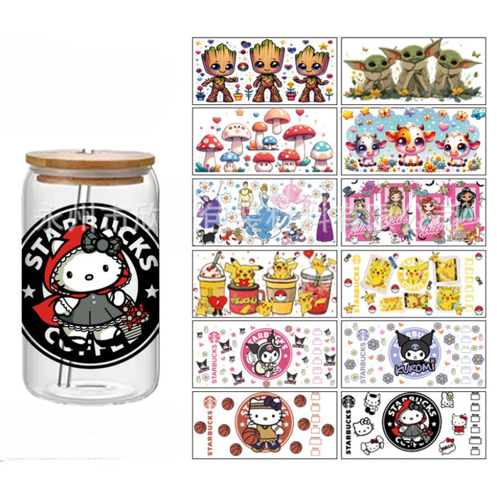 Wholesale 10pcs Custom Kraft Paper Cartoon Printing Cup Sticker JDC-ST-XinEr002