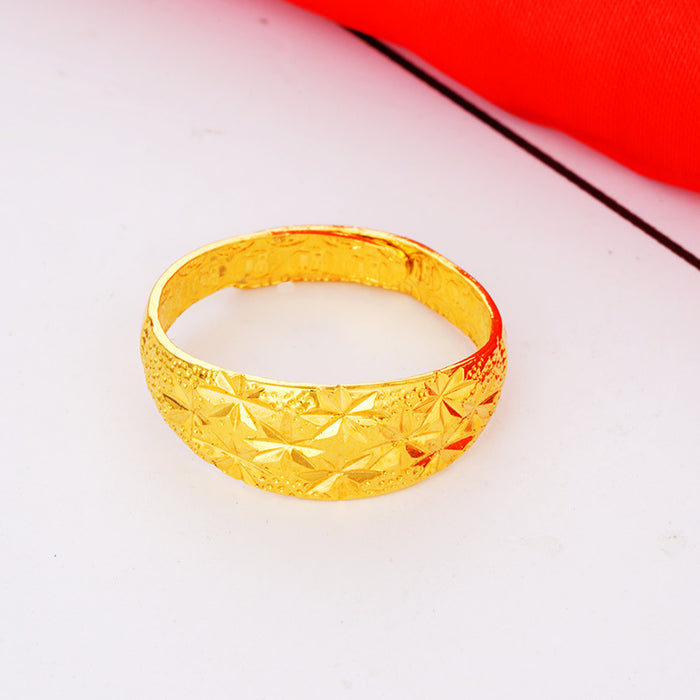 Wholesale Fashion gold-plated large star opening ring Vietnam sand gold brass couple ring a generation of hair