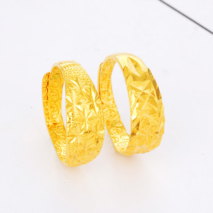 Wholesale Fashion gold-plated large star opening ring Vietnam sand gold brass couple ring a generation of hair