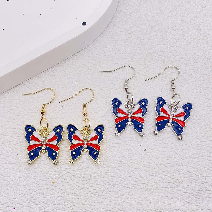 Wholesale American Independence Day Butterfly Diamond Alloy Earrings JDC-ES-Susheng008