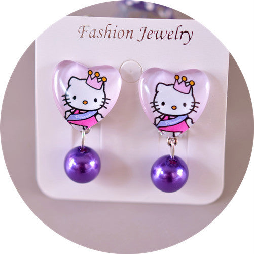 Wholesale children' s  Princess Crystal Pendant Earrings