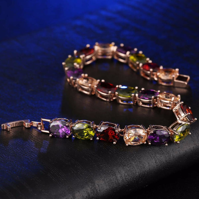 Wholesale Bracelet Copper Jewelry Crystal Colorful Bracelet Rose Gold Colorful Bracelet Zircon Bracelet