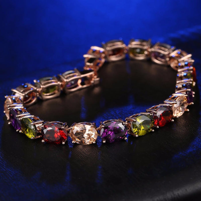 Wholesale Bracelet Copper Jewelry Crystal Colorful Bracelet Rose Gold Colorful Bracelet Zircon Bracelet
