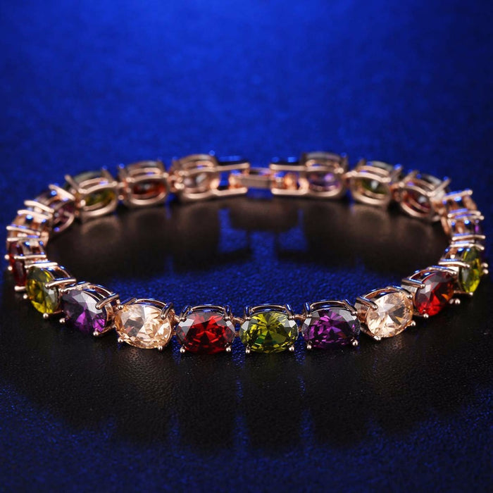 Wholesale Bracelet Copper Jewelry Crystal Colorful Bracelet Rose Gold Colorful Bracelet Zircon Bracelet