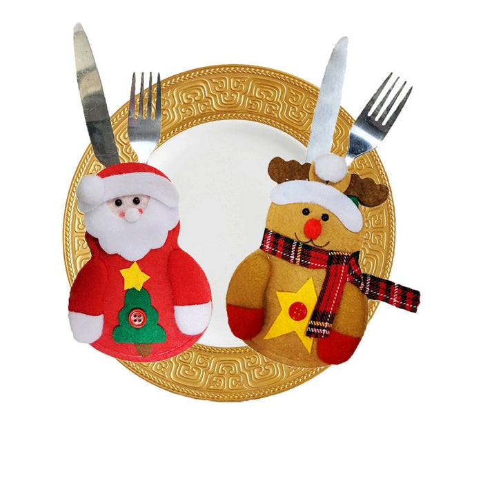 Wholesale Christmas Decoration Little Snowman Knife and Fork Bag Creative Home Table Cutlery Set Christmas Snowman Knife and Fork Set