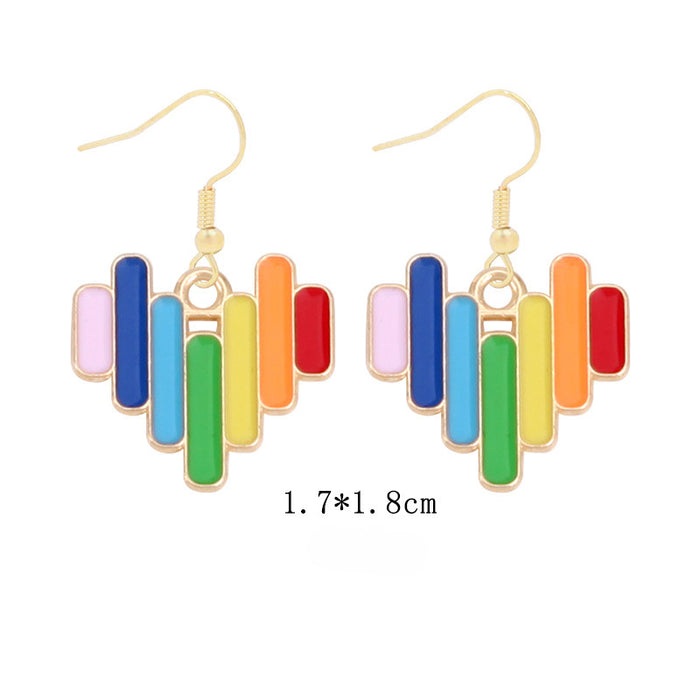 Wholesale 5pcs Rainbow Festival Love Zinc Alloy Valentine's Day Earrings JDC-ES-BingLi001