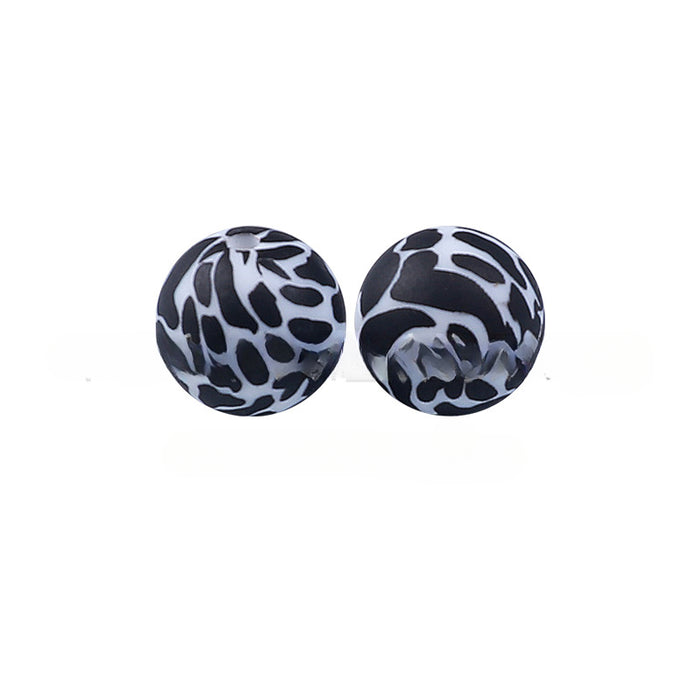 Wholesale 100PCS Water Transfer Printing Silicone Beads JDC-BDS-HeXing021