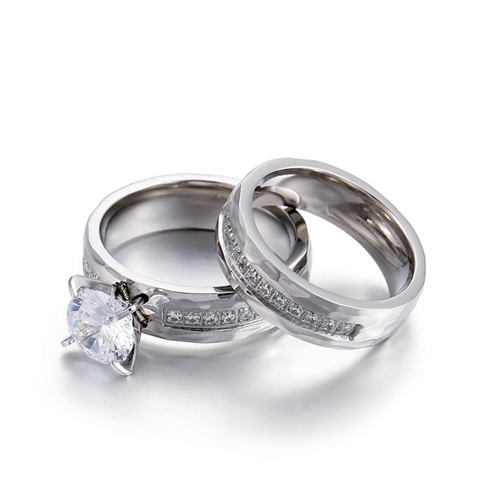 Wholesale Titanium Steel Couple Rings with Hammered Texture Fashion Jewelry Accessory