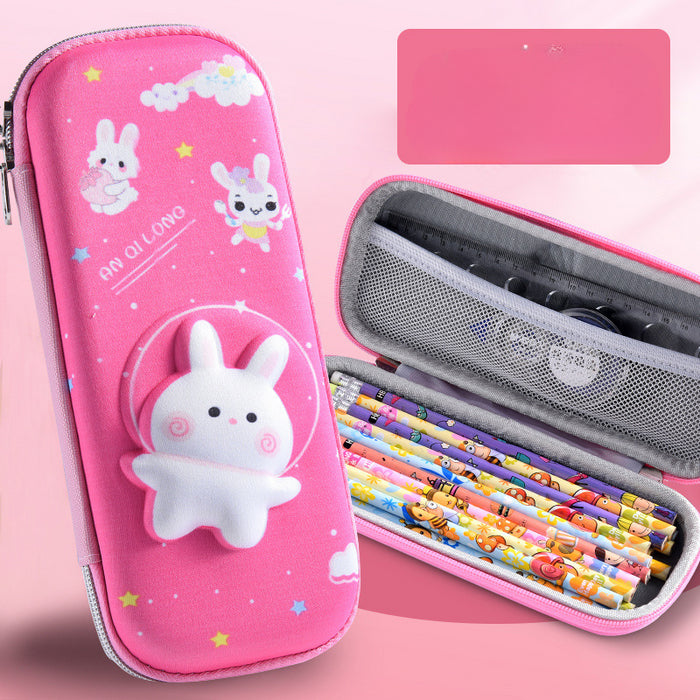 Wholesale 3D Children Cartoon Large Capacity Leather Pencil Case JDC-PC-QQBB004