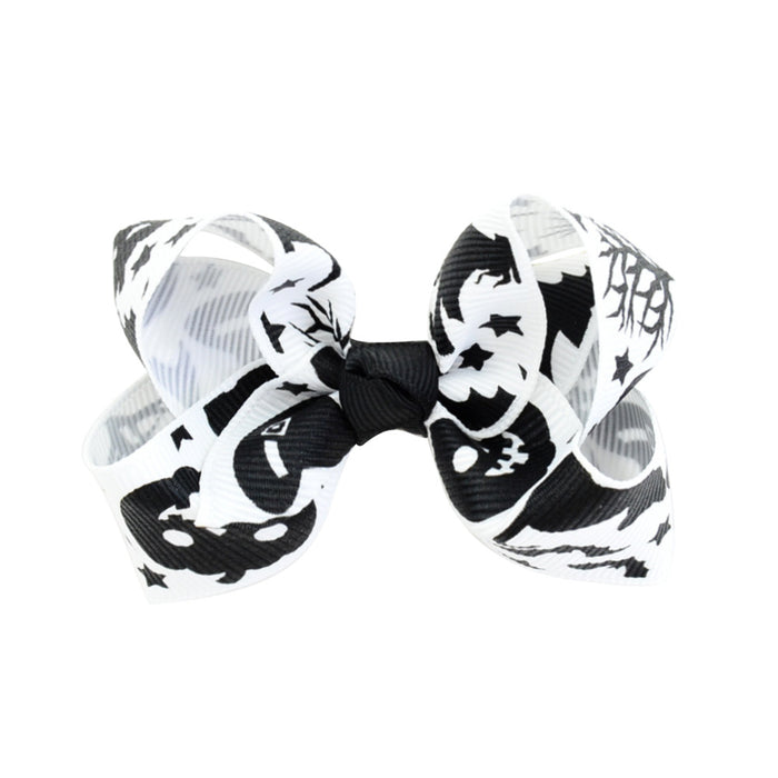 Wholesale Halloween Polyester Milk Pattern Fabric Bow Hairpin JDC-HC-Xiane017