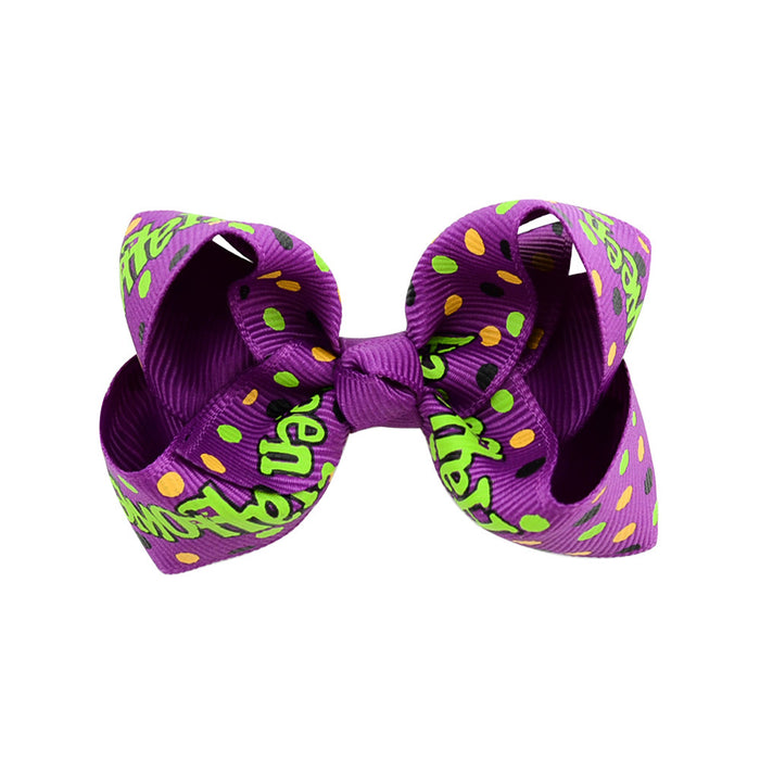 Wholesale Halloween Polyester Milk Pattern Fabric Bow Hairpin JDC-HC-Xiane017