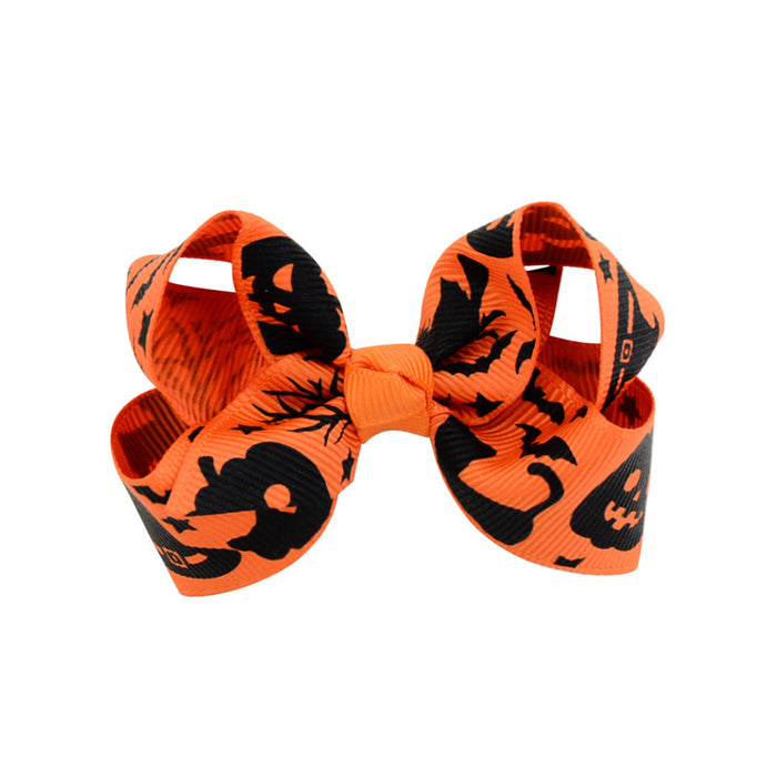 Wholesale Halloween Polyester Milk Pattern Fabric Bow Hairpin JDC-HC-Xiane017