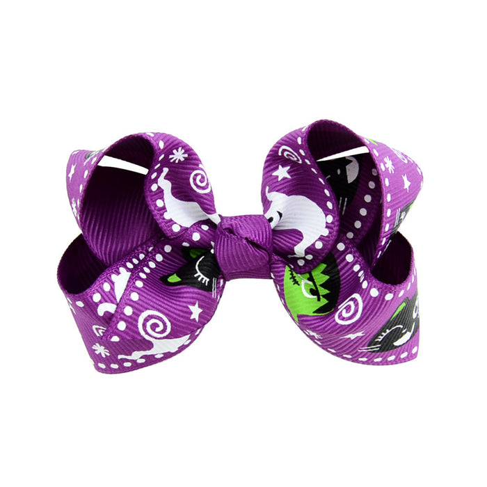 Wholesale Halloween Polyester Milk Pattern Fabric Bow Hairpin JDC-HC-Xiane017