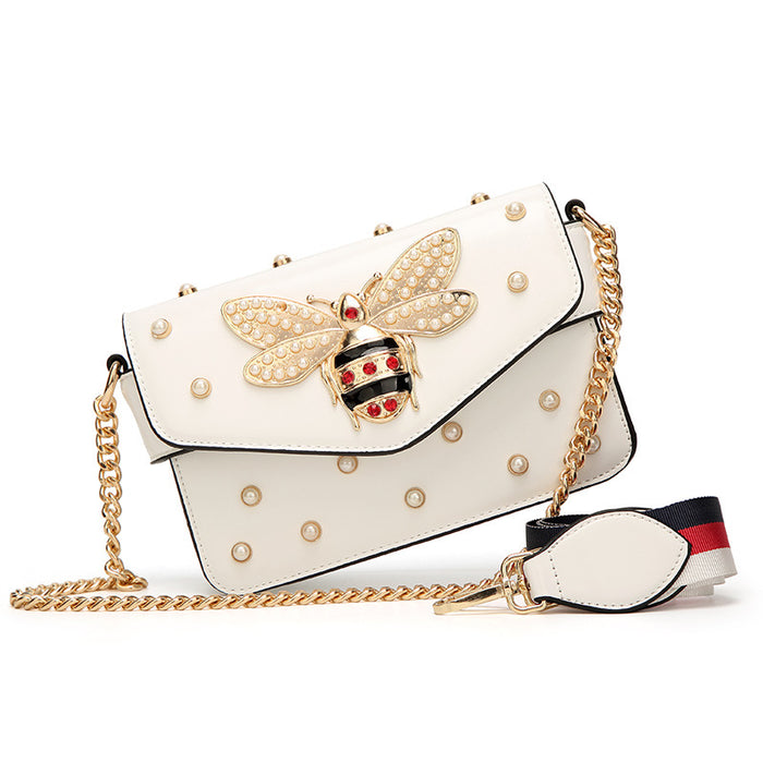 Wholesale Shoulder Bag PU Small Bee Shoulder Messenger Small Square Bag Pearl JDC-SD-Anmo003