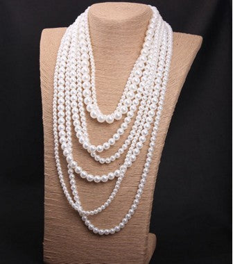 Wholesale Pearl Necklace Jewelry Multi-layer Long Necklace Woolen Chain Women
