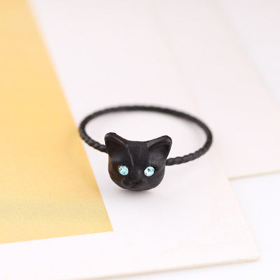 Wholesale Ring Alloy Cute Kitty Diamond Diamond Animals JDC-RS-MDD001