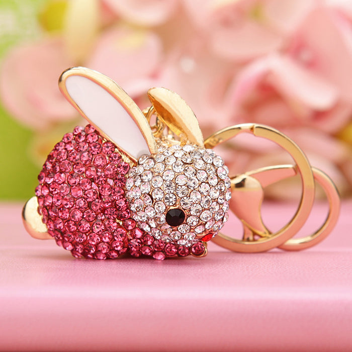 Wholesale Diamond inlaid robot car keychain pendant metal keychain ring