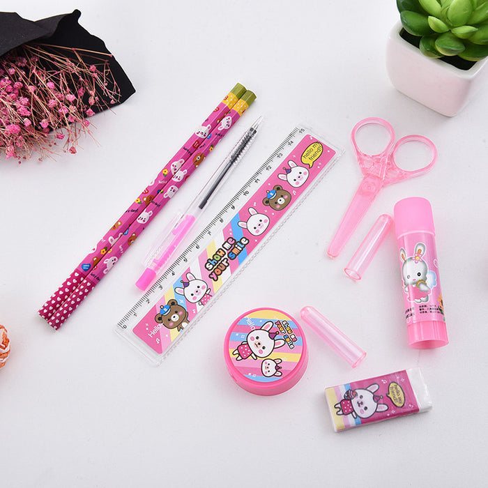 Wholesale cartoon Pencil eraser pencil sharpener ruler scissors notebook set