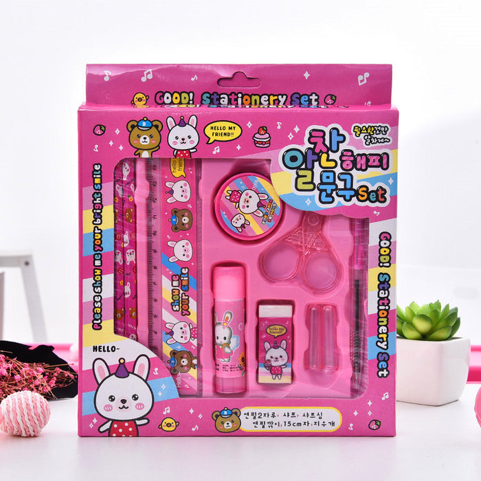 Wholesale cartoon Pencil eraser pencil sharpener ruler scissors notebook set