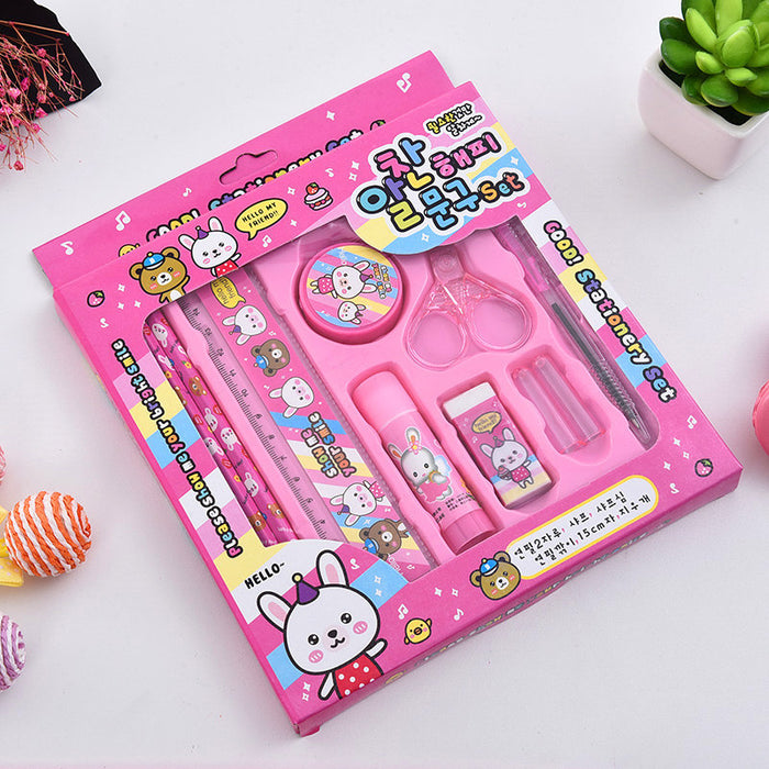 Wholesale cartoon Pencil eraser pencil sharpener ruler scissors notebook set