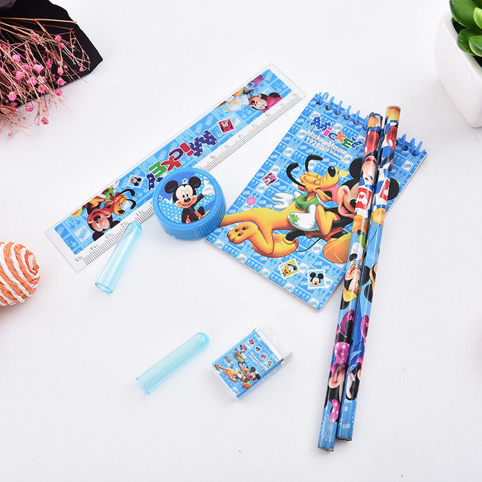 Wholesale cartoon stationery Notebook pencil eraser pencil sharpener ruler pen case suit