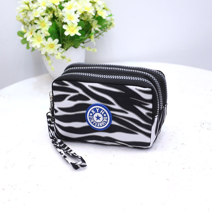 Wholesale Three-Layer Zipper Nylon Mobile Phone Bag Multi-Card Coin Purse Key Bag Wallet Women' s Clutch Bag