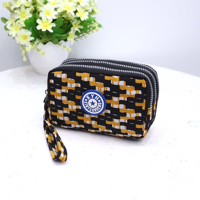 Wholesale Three-Layer Zipper Nylon Mobile Phone Bag Multi-Card Coin Purse Key Bag Wallet Women' s Clutch Bag