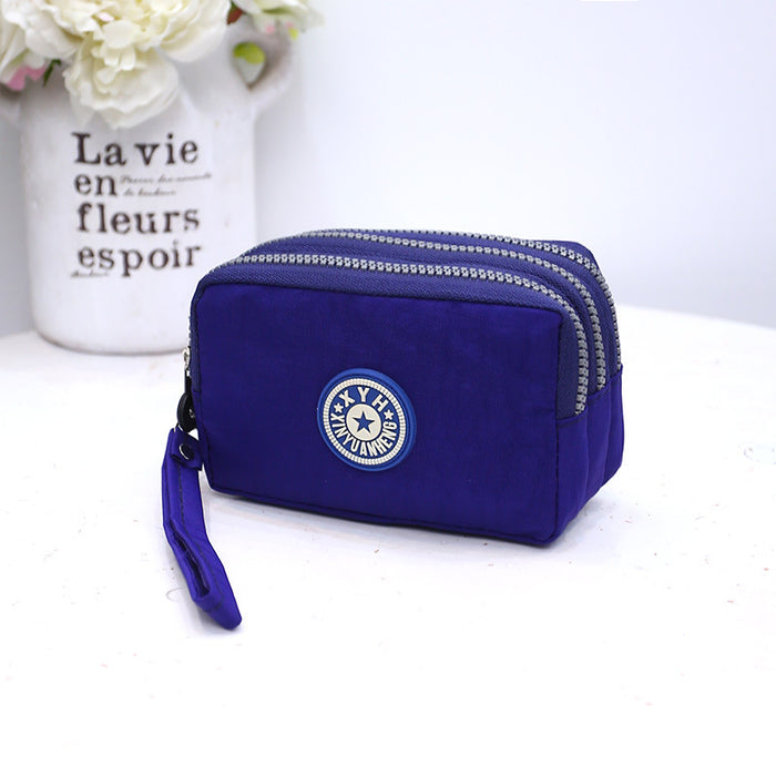 Wholesale Three-Layer Zipper Nylon Mobile Phone Bag Multi-Card Coin Purse Key Bag Wallet Women' s Clutch Bag
