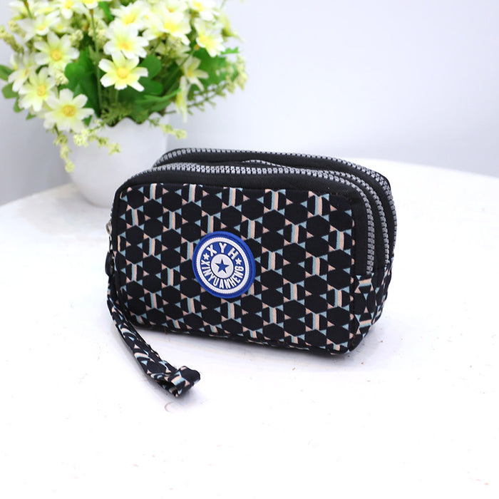 Wholesale Three-Layer Zipper Nylon Mobile Phone Bag Multi-Card Coin Purse Key Bag Wallet Women' s Clutch Bag