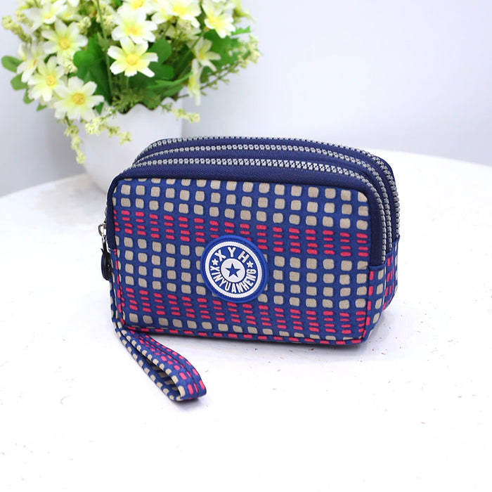 Wholesale Three-Layer Zipper Nylon Mobile Phone Bag Multi-Card Coin Purse Key Bag Wallet Women' s Clutch Bag