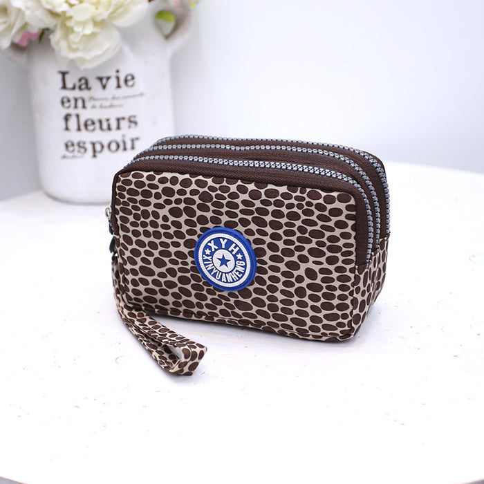 Wholesale Three-Layer Zipper Nylon Mobile Phone Bag Multi-Card Coin Purse Key Bag Wallet Women' s Clutch Bag