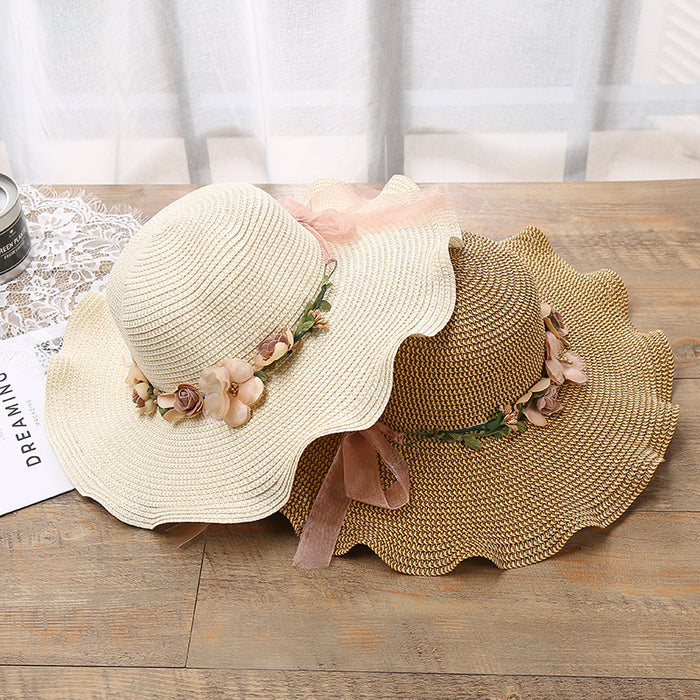 Wholesale New Hat Flower Sunshade Hat Outdoor Sunshade Hat Sunscreen Grass Hat