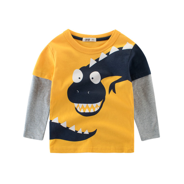 Wholesale Children's Clothing Spring New Products Boys' T-shirts Dinosaur Baby Tops Children's Base Shirts JDC-CTS-SXZB009