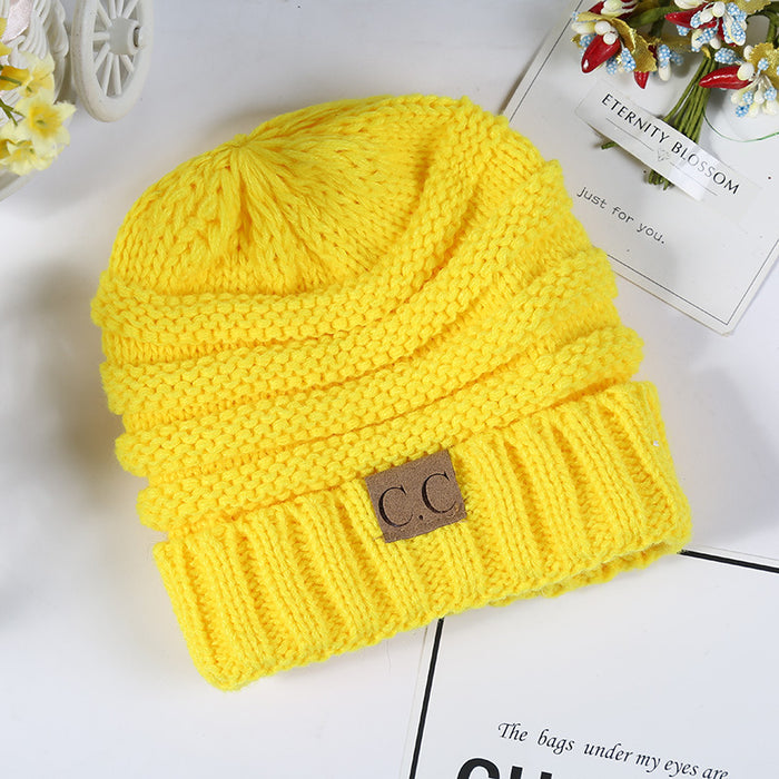 Wholesale Autumn and Winter Children's C Label Can Be Labeled with Versatile Yarn Edge Knitted Cap JDC-FH-HengYu005