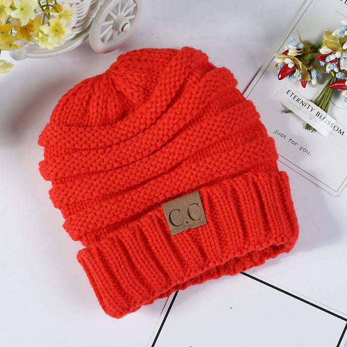 Wholesale Autumn and Winter Children's C Label Can Be Labeled with Versatile Yarn Edge Knitted Cap JDC-FH-HengYu005