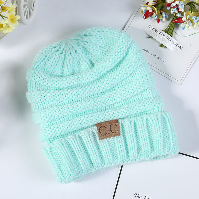 Wholesale Autumn and Winter Children's C Label Can Be Labeled with Versatile Yarn Edge Knitted Cap JDC-FH-HengYu005